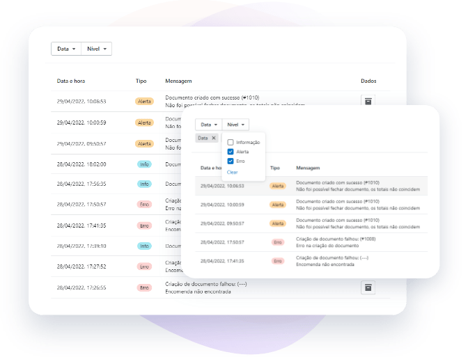 Aceda ao sistema de registos para consultar todas as operações realizadas